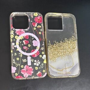 Case-Mate Pink Floral and Gold Glitter Phone Cases 15 Pro Max